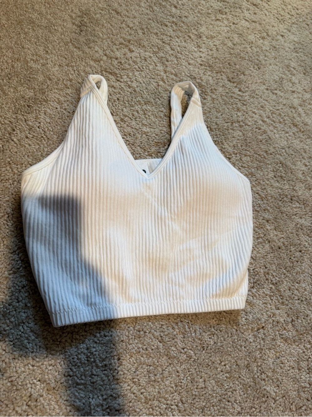 Ribbed V-Neck Crop Tank Top in White